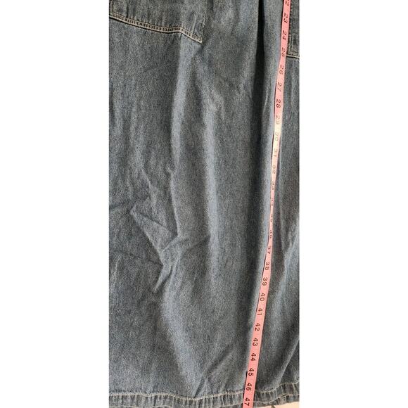 90s Embroidered Sunflower Denim Shirtdress Women's Plus 2X Cotton Cottagecore - Picture 6 of 8